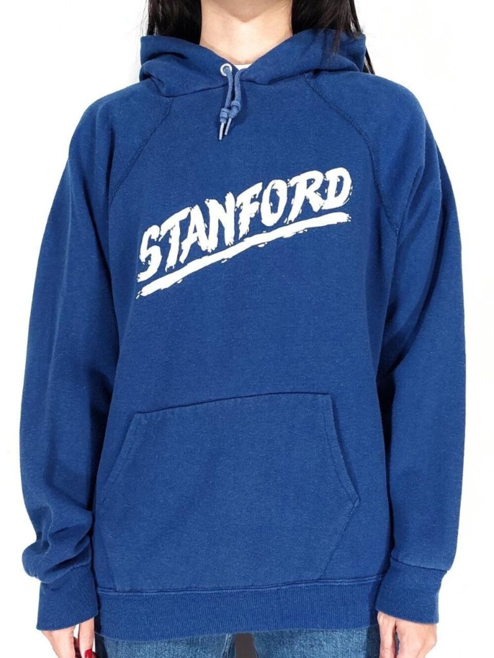 Vintage 80s Stanford University Hoodie Sweatshirt Sz L, Blue Graphic by Artex